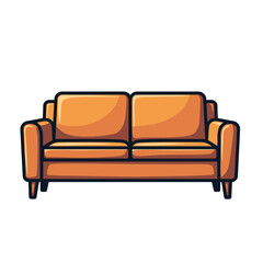 Fototapeta premium Illustration of a Stylish Orange Sofa with Black Legs and Comfortable Design for Home Decor