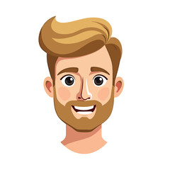 Cartoon Portrait of a Man with Blonde Hair and a Beard Smiling Illustration
