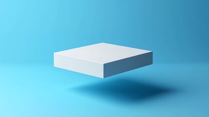 A minimalist modern stage displaying conceptual product placement with an airy feel in a bright azure backdrop and soft