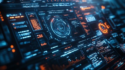 Obraz premium Futuristic Technology Interface Digital Dashboard Data Visualization Cyber Security Abstract Tech Design Hi Tech Panel