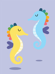 Adorable Rainbow Seahorses A Whimsical Underwater Duo