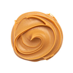 Delicious creamy peanut butter swirl texture on transparent background food rich