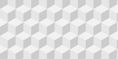 Seamless white geometric cube creative concept triangle overlapping overlap square technology background. geometric digital cubes fabric and wallpaper grid block texture background.