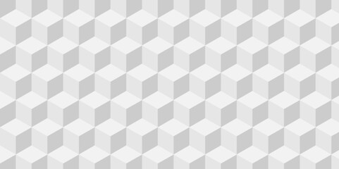 Seamless white geometric cube creative concept triangle overlapping overlap square technology background. geometric digital cubes fabric and wallpaper grid block texture background.