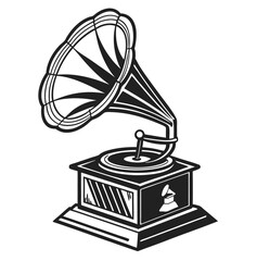 old gramophone isolated on white