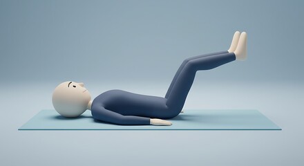 Leg Raise Exercise Illustration: Cartoon Person Lying Down Performing Abs Workout for Fitness