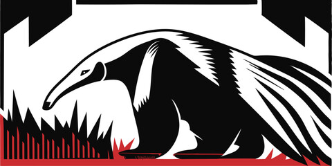 Black and white anteater silhouette design suitable for various design projects scalable vector eps 10 graphic format
