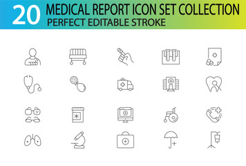 MEDICAL REPORT ICON SET COLLECTION