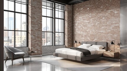 Contemporary Loft Bedroom Urban View