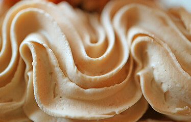 Closeup of Mouthwatering Coffee Cake Frosting Texture