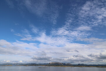 Clouds in the sky above the sea in the Trondelag region of Norway