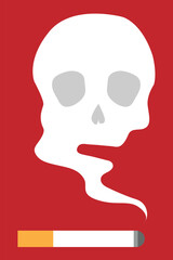 Warning Skull with Cigarette Smoke Vector Design