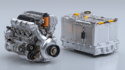 Hybrid engine and battery components