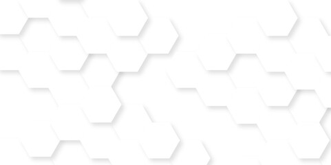 Seamless creative geometric Pattern of white hexagon white abstract hexagon wallpaper or background. 3D Futuristic abstract honeycomb mosaic white background. white hexagon geometric texture.