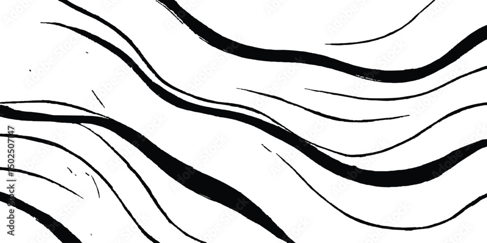 Poster abstract black wave flowing on white background. abstract black wave design isolated on white backgr