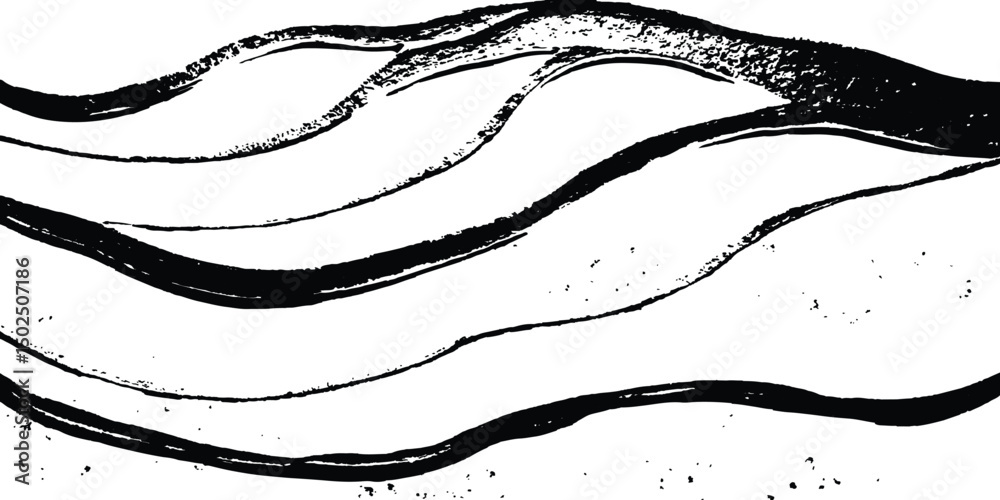 Aufkleber Abstract black wave flowing on white background. Abstract black wave design isolated on white background. abstract black wave and curve design ,modern and smooth motion white background, generative ai