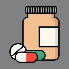 Medication Bottle and Pills Healthcare and Wellness Illustration