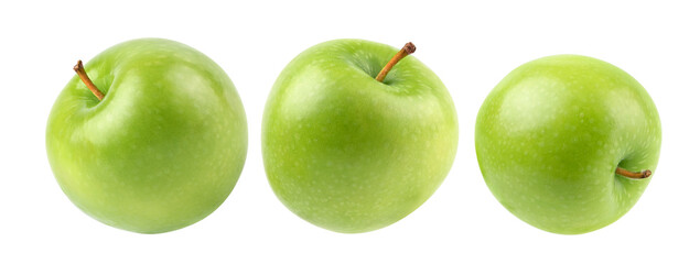 Collection of fresh green apple isolated on white. Clipping path. (photo image with retouching process)