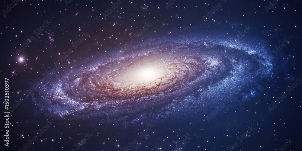 Wall mural luminous celestial swirl: an artistic interpretation of a spiral galaxy amidst the infinite space