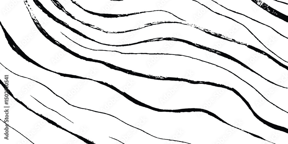 Aufkleber black wavy horizontal lines isolated white background. abstract wavy lines on transparent background