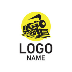 Train and Yellow Sun Creative Minimal and Flat Logo