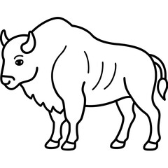 Polar Bison line art vector