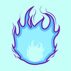 Stylized Blue Flame Illustration, Modern illustration of a stylized blue flame