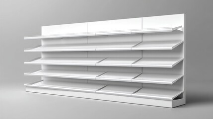Empty white retail shelving unit