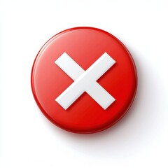 Vivid Red X Button. Three-Dimensional Cross Mark Icon for No or Cancel Sign