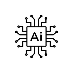 Artificial intelligence AI processor chip vector icon symbol. AI system icon illustration vector. stock vector. illustration.
