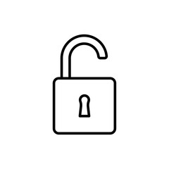 Padlock, unlock. Security, safety, encryption, protection, privacy concept. unlock icon minimal style.