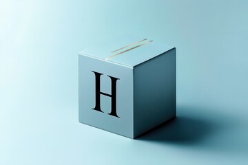 Elegant metallic 3D letter H typography on blue backgrounds AI generated