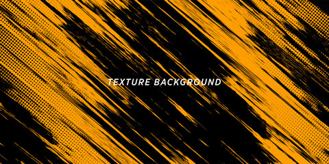 Dots halftone orange and black color pattern gradient grunge texture background. Dots pop art comics sport style modern black abstract background.