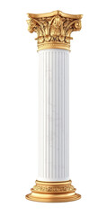 Elegant Pillar: A majestic, white column with intricate golden accents, showcasing classical architecture, exuding a sense of timeless beauty.