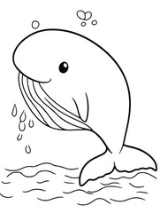 Cute Whale Illustration – Simple Ocean Animal Outline Drawing