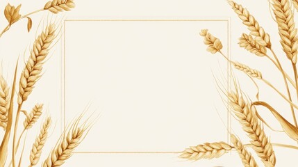 Golden wheat sprigs frame a blank rectangular space