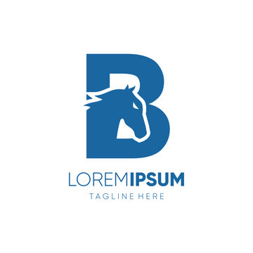 Letter B Initial Horse Logo Design Vector Icon Graphic Emblem Symbol Image Illustration 