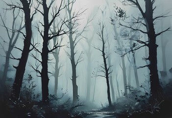 Obraz premium forest in fog