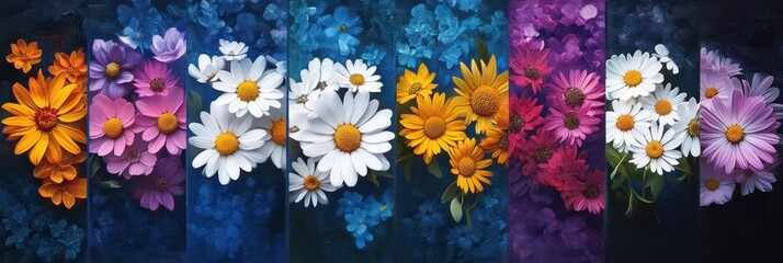 Vibrant Spring Blossom Collection: A Colorful Arrangement of Chamomiles, Chrysanthemums, and Daisies