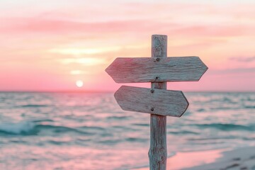 Inspirational Life Event Quote on Beach Signpost at Sunset: Embracing Love, Hope, and New Beginnings in a Diverse Journey