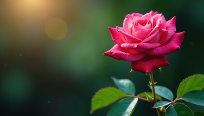 Obraz premium Elegant rose flower with intricate leaves and stems in a natural setting, floral, garden, rose