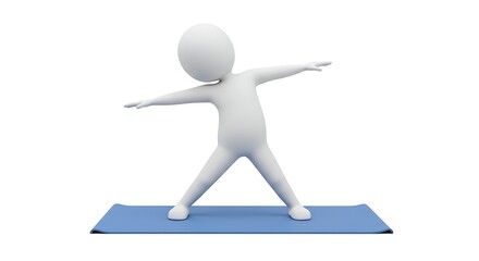 Stick Figure Doing Yoga Pose on Mat: Health, Wellness, and Exercise Concept