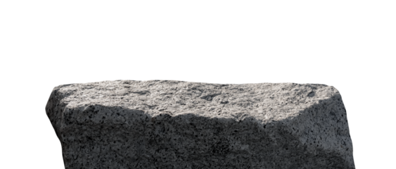 Rock podium isolated, Stone stand display product on background,Boulder black Stones sea formation located part of the mountain,Group of dark grey cliff rock with natural rough texture surface..