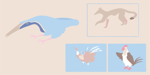 Modern abstract bird and animal silhouettes vector illustration suitable for design projects