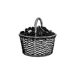 Obraz premium Basket With Handles Filled With Stuff Icon 