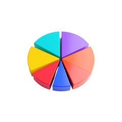 Obraz premium Colorful 3d pie chart data infographic design red blue on transparent background