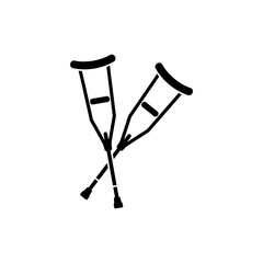 Pair of Leaning Crutches Medical Mobility Aid Icon