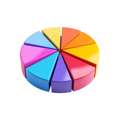 Obraz premium Colorful 3d pie chart data statistics graphic red blue on transparent background