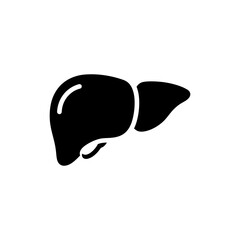 Silhouette of human liver showing left and right lobes anatomy