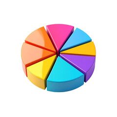 Fototapeta premium Colorful 3d pie chart data infographic presentation on transparent background